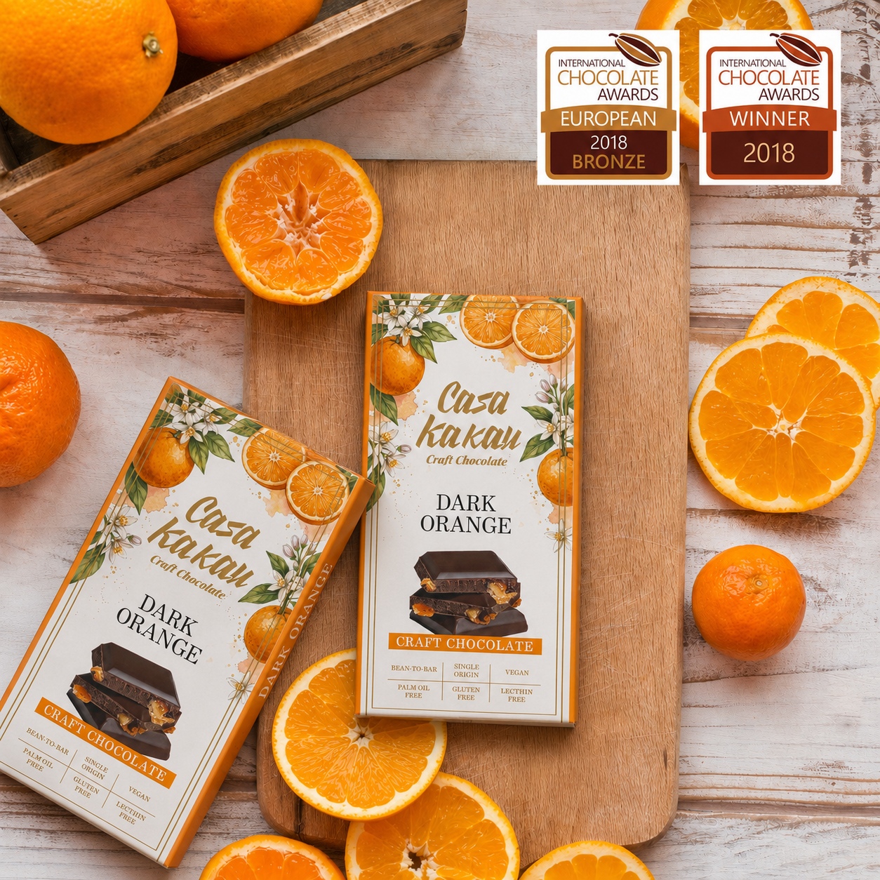 Craft chocolate with orange peels