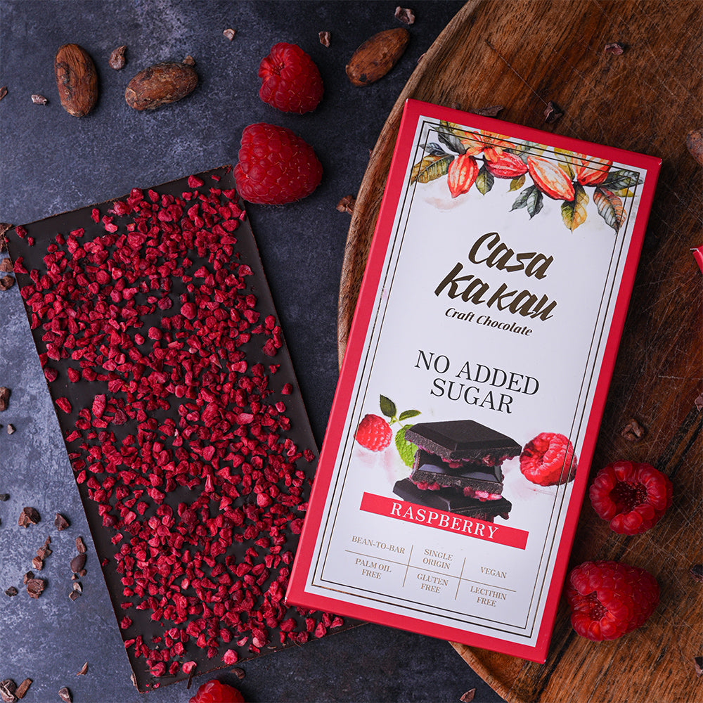 Craft, Bean-to-bar Chocolate- Raspberry- sugar free           