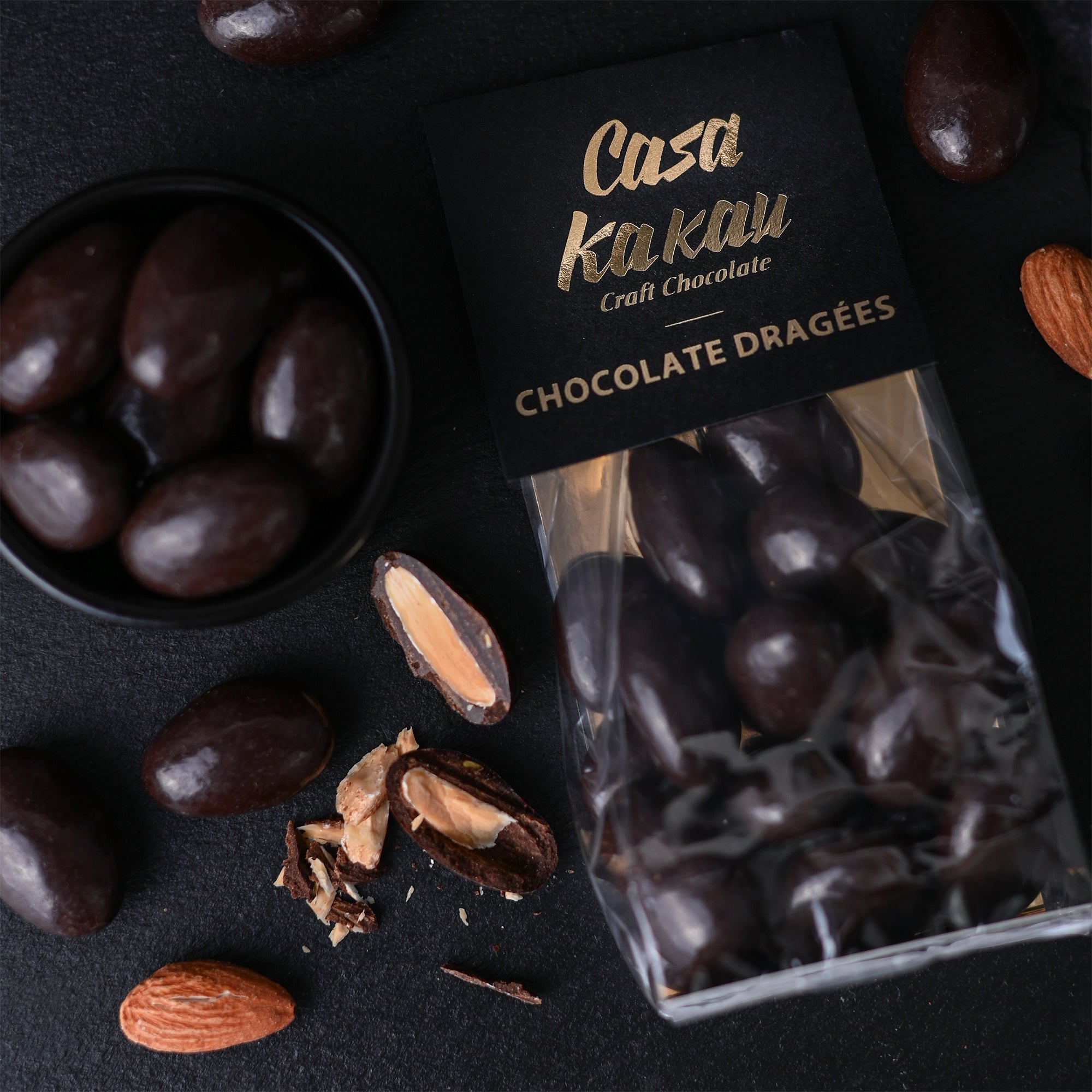 Шоколадови дражета- Солен Бадем в черен шоколад