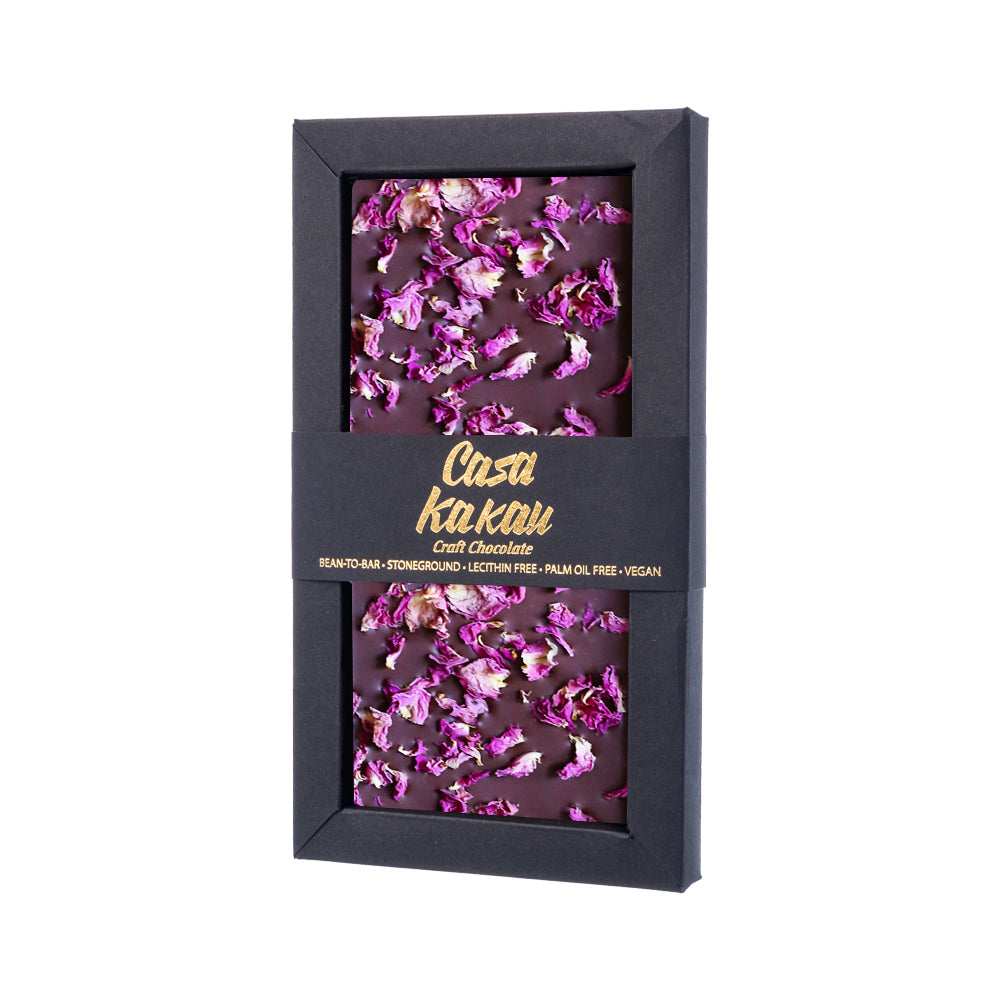 Artisanal chocolate with Bulgarian rose petals