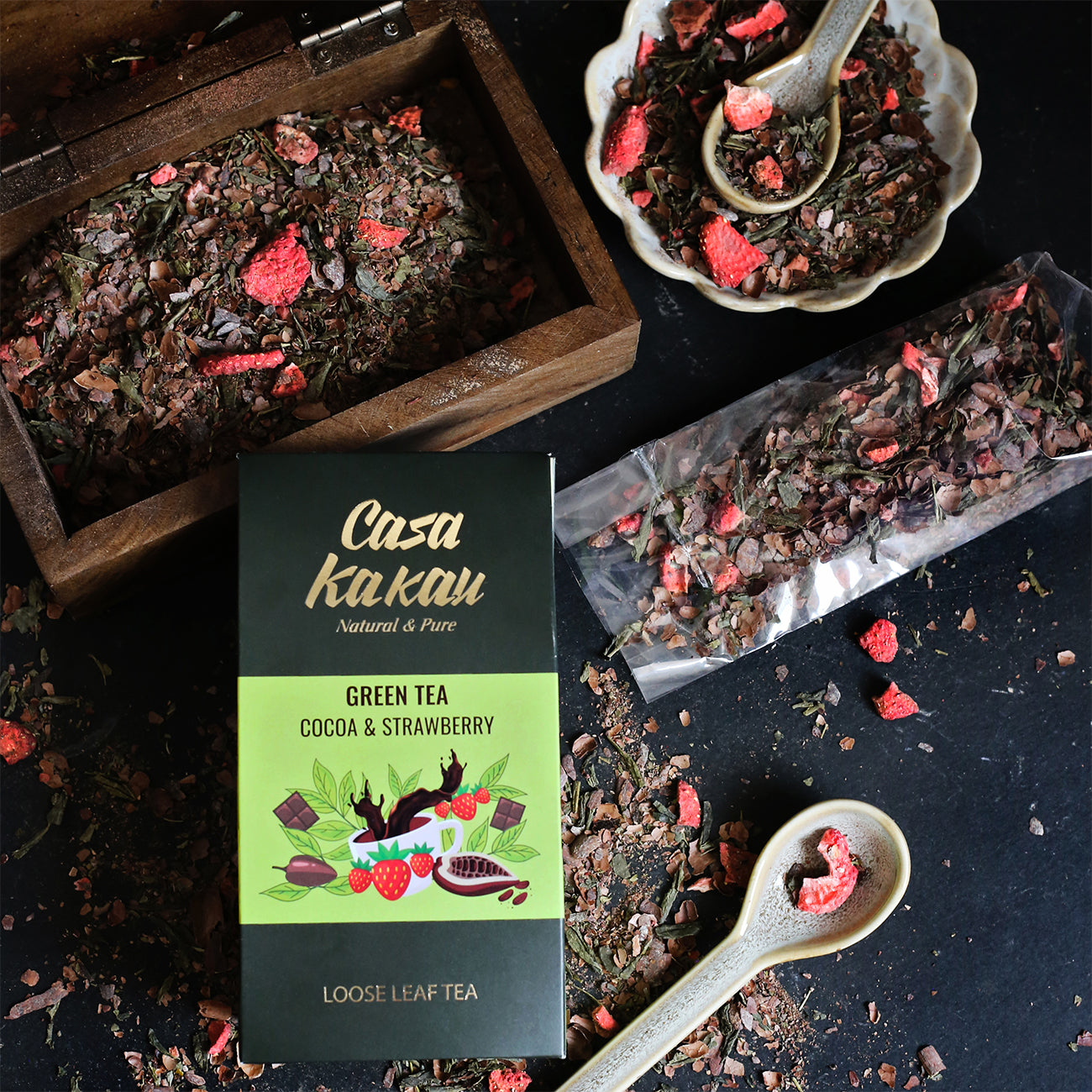 Насипен Зелен Чай с Какао и Ягода