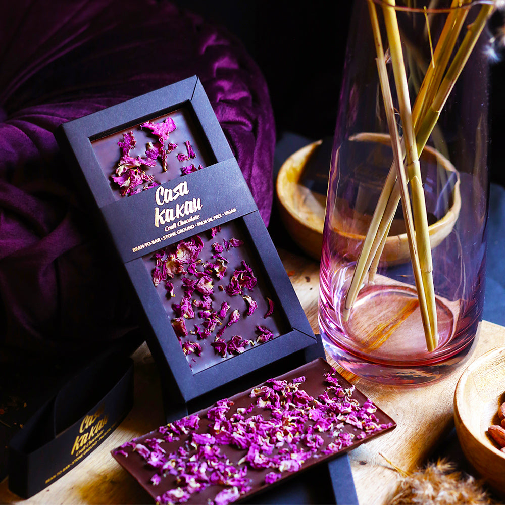 Artisanal chocolate with Bulgarian rose petals